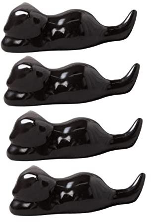 Cabilock 4pièces Repose-Baguettes Céramique Style Supports Forme De Chat pour Baguettes Et Cuillères Décoration De Table à Manger pour Maison Et Restaurant Noir