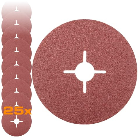 RHODIUS KFS Fiberscheibe, 125 mm, K80, 25 Stück, für Winkelschleifer | Für Stahl, hoher Abtrag, gute Zerspanungsleistung, lange Lebensdauer, geringer Funkenflug, für Winkelschleifer