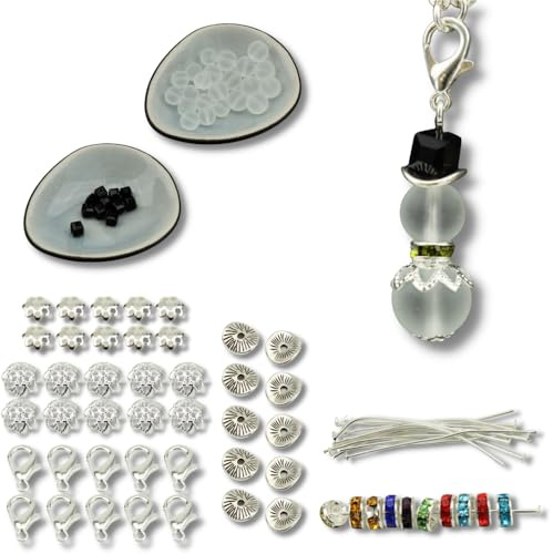 Chiaras's Engelshop 10x Bastelset Schneemann Anhänger Perlenengel Perlen Engel Basteln Charms Perlenanhänger