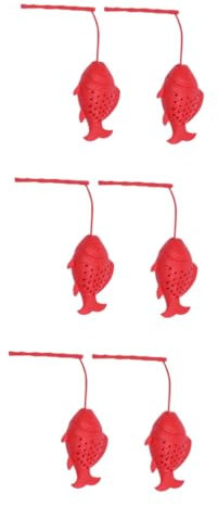 PRETYZOOM 6stücke Kreativer Fischförmiger Teesieb Aus Silikon Praktischer Teefilter Für Losen Tee Wiederverwendbar Einfach Zu Reinigen Rot