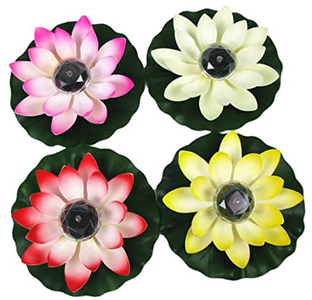 jojofuny Lampe Solaire Lotus Flottante Led Rouge Pour Jardin Et Bassin Décoration Extérieure Étanche Lumière Ambiance Flottante Écologique