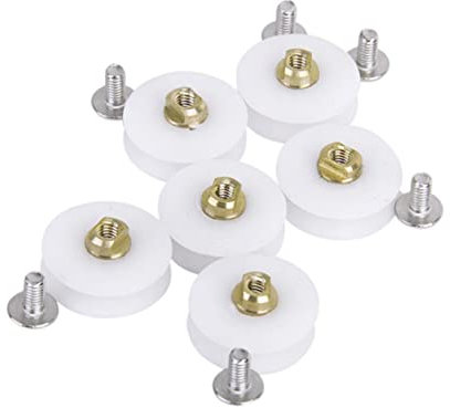 BESTonZON 6 Stück Duschkabinentür Ersatzrollen Weiß 22,5mm Edelstahl Abs Leichtgängige Schiebetürrollen für 6-8mm Glastüren Duschkabinen Dampfbad