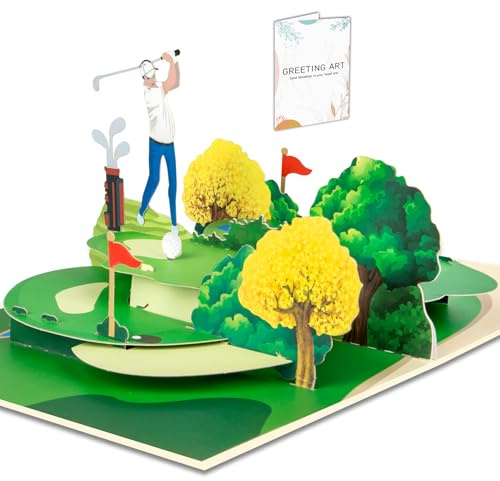Pop Up Karte Golf, Golf Geburtstagskarte für Golfer, Vatertagskarte | 3D Golf Grußkarte für Golfspieler zum Geburtstag, Karte Ruhestand, Golf Geschenke für Maenner, Papa, Ehemann, Opa, 8 x 6