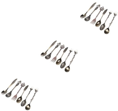 TOPBATHY 18 Piezas vajilla antigua cucharas de estilo real cucharas para servir Cubiertos antiguos europeos Cucharas y tenedor en utensilios para servir tenedores de postre