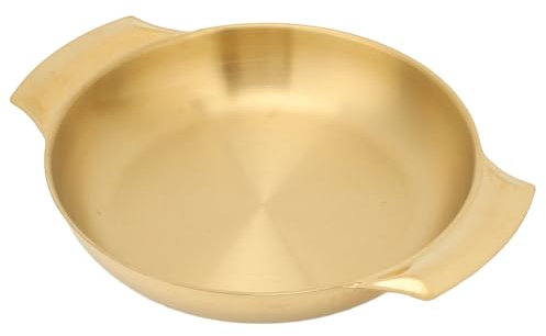 Fockety Padella per Paella in Acciaio Inox, Esterno Oro Doppi Manici Grande Padella Riscaldamento Uniforme Facile da Pulire Lavastoviglie e Forno Sicuro Padella per Paella per Fornelli (L)