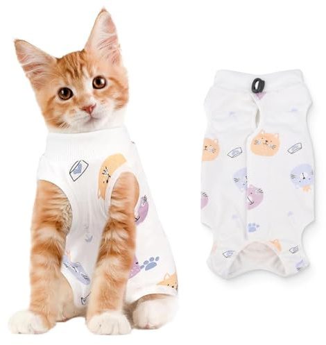 AIYVELU Chaleco de Esterilización para Gatas, Ropa Postoperatoria para Gatas, Chaleco de Destete, Chaleco a Prueba de Fugas para Gatitas, Abrigo para Gatas (4-7kg)