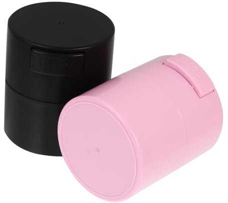 PAMINGONO Wimpernkleber Aufbewahrungsbox Kompakter Versiegelter Kunststoffbehälter Auslaufsicher Und Entfeuchtend Für Schönheitssalon Und Zuhause 2 Stück (pink Schwarz
