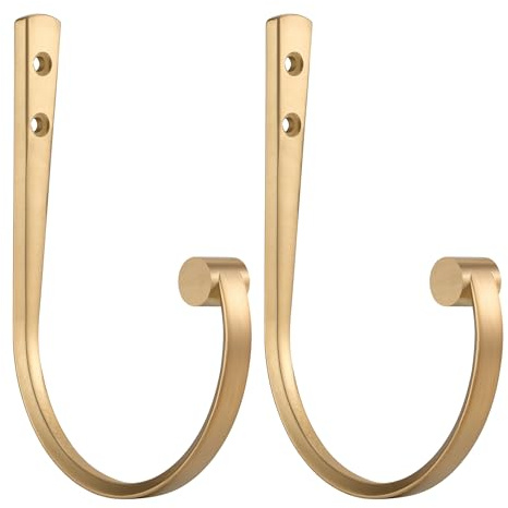 Mayrhyme Curtain Holdbacks 2Pcs,Warm Gold Barrel Zinc Alloy Curtain Tiebacks,Wall Mounted Curtain Holders for Drapes.