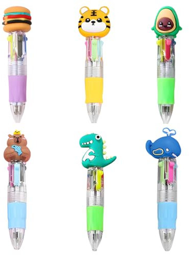 arrderly 6-pack flerfärgade pennor, 4 färger mini pennset för barn, 4-i-1 mini infällbara roliga pennor för barn festväskor kontor skolmaterial barn klass