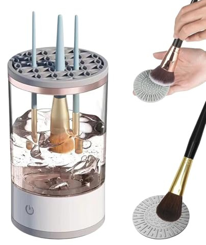 machine de nettoyage de pinceaux de maquillage, nettoyeur de pinceaux de maquillage électrique, nettoyeur de pinceaux de maquillage électrique pour tous les pinceaux de maquillage (Transparent)
