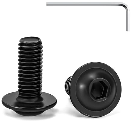 Tunejoy 20 Pièces Vis à Tête Bombée avec Bride M8 x 20 mm Noir Vis à Six Pans Creux en Acier Inoxydable A2 V2A Boulons à Tête Hexagonale avec Clé Allen Filetage Complet