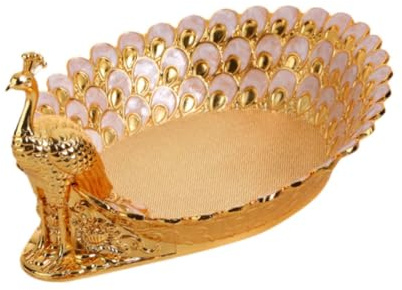 KESOTO Obstschale Aus Metall Im Design Eines Pfaues für Snacks Und Nüsse, Gold
