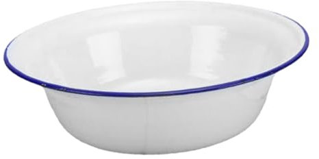 ABOOFAN Classic Vintage Enamel Pie Dish, Round White Large Capacity Oven-Safe Bakeware for Kitchen Use, Enamel Tray for Baking, Roasting and Serving