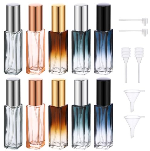 Segbeauty Atomizador Perfume Recargable, 10 Piezas 10ml Pulverizador Cristal, Bote Colonia de Vidrio, Botella Pulverizador Portátil para Perfume