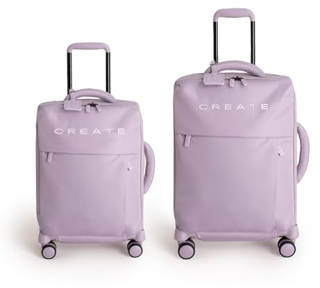 CREATE / Luggage Studio Soft/Set de Dos Maletas S y M Blandas de poliéster Lavanda/Candado TSA, 4 Ruedas Dobles, Organizador, Mango telescópico, Tejido Impermeable, Etiqueta identificativa