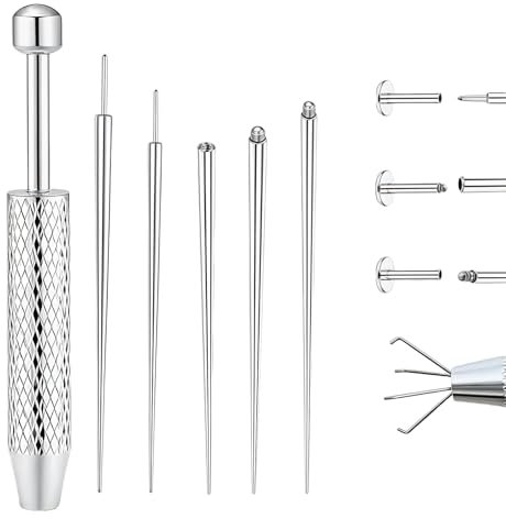 AstraGlam 6 Stück Piercing Zange Set, 16G 18G Piercing Kugel Aufdreher, Piercingzange Für Kugeln, Werkzeug Zum Öffnen Und Wechseln, Zubehör Für Ohr Und Nase
