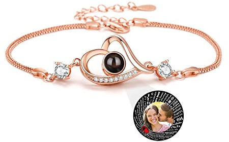 TAISGONGBY Fotoprojektionsarmband, „Ich liebe dich“-Armband in 100 Sprachen | Personalisiertes Herzprojektionsarmband, einzigartiges Geschenk zum Jahrestag oder Geburtstag für Mama, Ehefrau oder Freundin