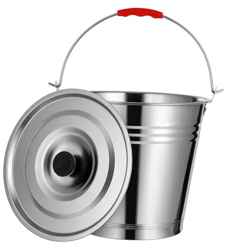 Toyvian Seau à Cendres Multi-usages en Acier Inoxydable avec Couvercle, Capacité 8l, pour Barbecue Extérieur Et Cheminée, Support Résistant Au Feu pour Stockage Charbon De Bois Et Transfert Cendres
