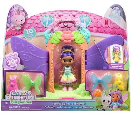 Gabby's Dollhouse Fairylandia, Set di Gioco Magica trasformazione in Fata con funzionalità trasformabile e Accessori per la casa delle Bambole, Giocattoli per Bambini e Bambine dai 3 Anni in su