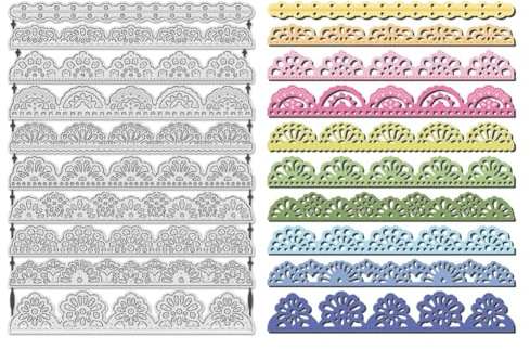 UNICRAFTALE Stanzformen Mit Blumenspitze Für Die Kartenherstellung Blumenrand Metallstanzungen Prägeschablonen Spitzenkartenrand Vorlage Für DIY Fotoalbum Papierbasteln Scrapbooking Dekoration