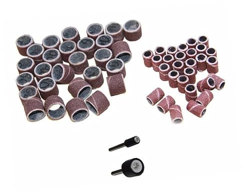 FIXOSHEE 102pcs 80grit Drum Sanding Kit Band Mandrels 6.35/9.5/12.7mm Rotary Tool Accessories for Nail Drill Abrasive Sanding Drums Set