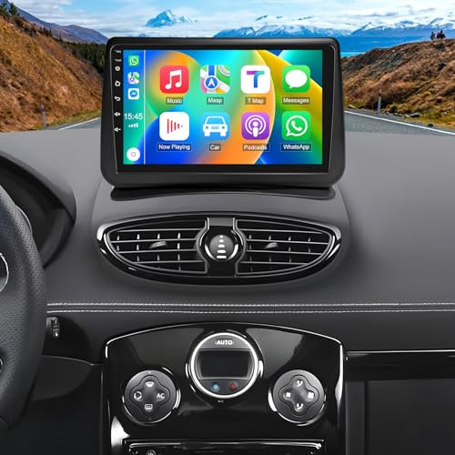 2+64G Android 15 Autoradio Navi Compatibile per Renault Clio 3 2005-2014 con Carplay Android Auto 9 Pollici Touch Screen Auto Lettore Radio GPS Navigations Head Unità con WiFi Bluetooth AM FM RDS