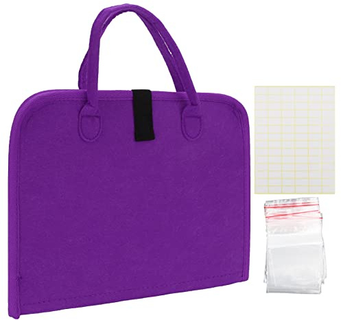 plplaaoo Bolsas de almacenamiento de pintura de diamantes Clasificación Tela de fibra química Caja de pintura de diamantes con bolsas Opp transparentes para almacenamiento de arte de (Púrpura AA996)