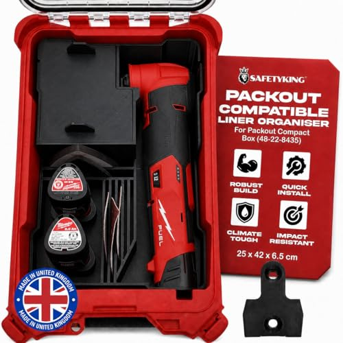 SAFETYKING® M12 Multitool Liner Compatible With Milwaukee Packout Compact Box (48-22-8435) Precision Rigid Insert for Organizer (Insert Only, Tools & Box Not Included)