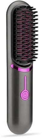 Horett Pettine per Lisciare i Capelli Ricaricabile Tramite USB, Piastra per Capelli a Doppio Scopo, Piastra a Onda Grande, Arricciatura di Uova
