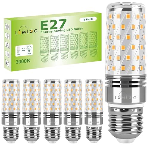 Lumlog E27 LED Bulbs Warm White 10W 3000K, E27 Edison Screw Light Bulbs, 100W Incandescent Equivalent, 1700LM Non-Dimmable Corn Light for Home Lighting, 220-240V, Pack of 6[Energy Class C]