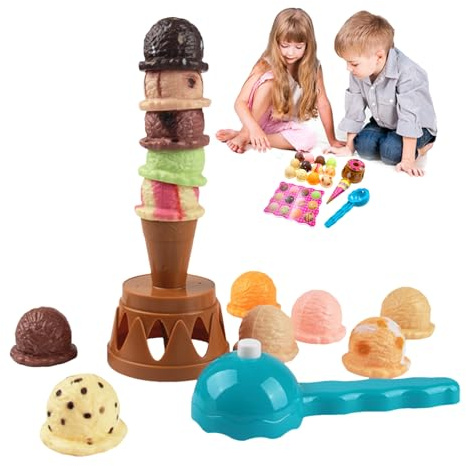 Ice Cream Stacking Game - Ice Cream Scoop Balancing Game | Fine Motor Skills Learning Toy | Preschool Balancing Stacking Activity For, Children, Girl, Boy, Birthday Gift