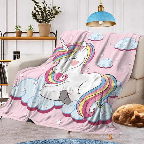 Decke Einhorn Kuscheldecke,Warm und Flauschig Kinderdecken Flanelldecke,mikrofaser Couchdecke Raumdekoration (Einhorn 1, 150x200cm)