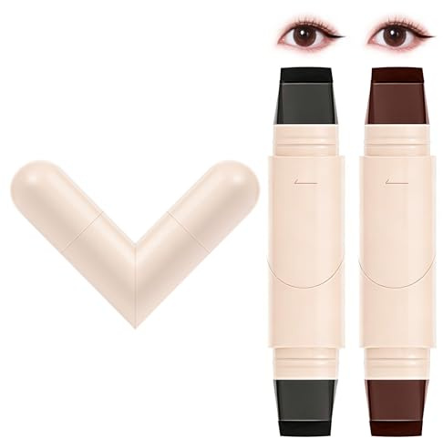 Galenecx 2 st Eyeliner-stämpel, set med gelpennor för eyeliners, dubbla och roterbara eyeliner-stämplar, vikbar eyeliner-stämpel, för fester, resor, arbete, penna (svart + brun)