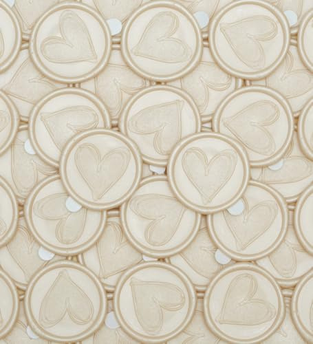 Poemluve 50 st vaxsigillklistermärken med hjärta, självhäftande, förtillverkade bröllopsvaxtätningar för inbjudningar, kuvert, placeringskort, presenter, scrapbooking - Alla hjärtans dag vaxförsegling