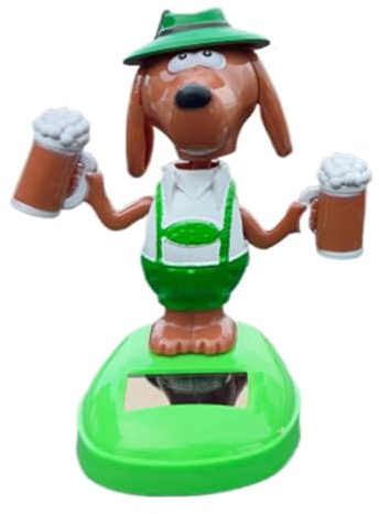 Luckxing Auto Solar Wackelfigur Kleine Bier Hund Solar Wackelfiguren Tanzende Bier Hund Figuren, Tanzende Solarfigur Statue Auto Armaturenbrett Deko Ornamente Solarfigur Für PKW LKW Haus Büro