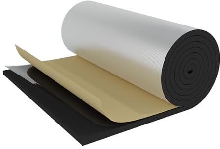 Self-Adhesive Aluminum Foil Insulation Roll 50mm Thick Thermal Soundproofing Heat Reflector & Fireproof Damp Proof Membrane 1x5m (3.3x16.4ft)