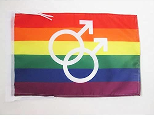 AZ FLAG Drapeau Arc-en-Ciel Double Mars Grand 45x30 cm Cordelettes | Usage intérieur et extérieur Drapeau décoratif gay coutures doubles et bords renforcés polyester 100D