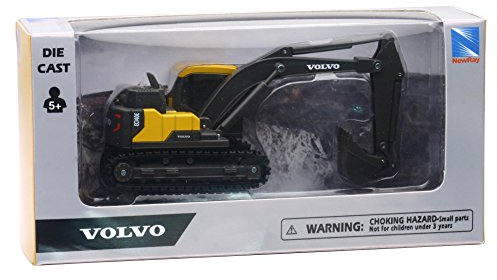 New Ray | Pelleteuse Miniature Volvo 1/50 | Réplique Modèle Réduit | Métal Moulé | Licence Officielle Volvo | Collection Véhicules de Chantier | Idée Cadeau Passionnés | 32113 | Jaune