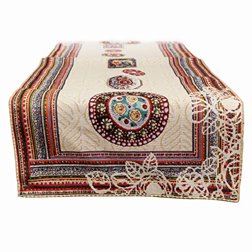 GIURI TESSUTI - RUNNER Centrotavola in tessuto Gobelin Jacquard, Realizzato a mano in Italia (RUNNER - CERCHI)