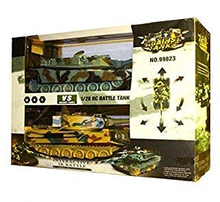 s-idee® 99823 2 x Battle Panzer 1:28 mit integriertem Infrarot Kampfsystem 2.4 Ghz RC R/C Ferngesteuerter Panzer, Tank, Kettenfahrzeug, IR Schussfunktion, Sound, Licht, Neu, 1:24, Schuss Sound