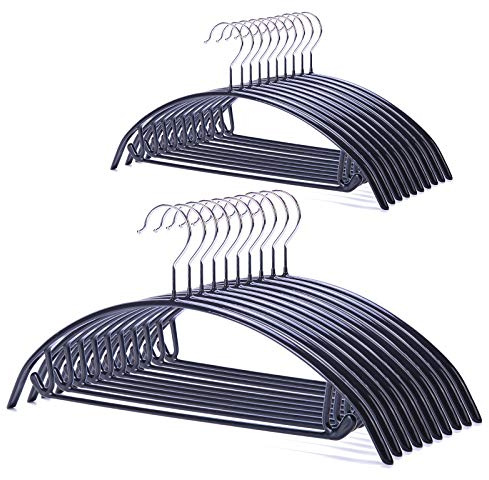 Nature Smile Non Slip PVC Coating Sweater Hangers,Dress Suit Coat Hangers,Shoulder Bump Free Golf T Shirts Clothes Hangers (Black Color 20 Pack)