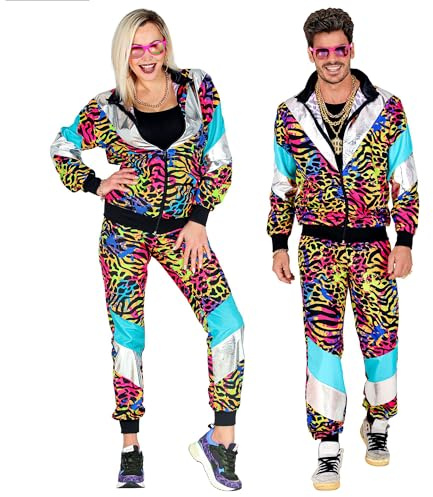 W WIDMANN MILANO Party Fashion - Kostüm Trainingsanzug, Animal Print, 80er Jahre Outfit, Jogginganzug für Karneval & Party