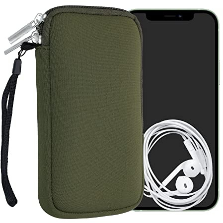kwmobile Estuche de Neopreno Universal para Smartphone - Funda Protectora con Cremallera para L - 6,5 Verde Oliva