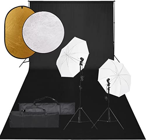 vidaXL Fotostudio-Set mit Beleuchtung, Hintergrund und Reflektor, Studio-Kit, Tageslicht-Lampe, Studio-Beleuchtung-Set, Studio-Licht, Fotografie-Licht