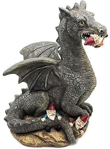 Dinosaur Eating Elf Ornament, Garden Art Ornament, Outdoor Garden Gnome Statue, Decorative Resin Ornament for Outdoor Indoor Lawn Patio Yard