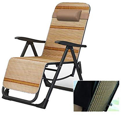 Zero Gravity Patio Lounger Chair Klappstuhl Outdoor-Liegen for Patio Portable Sun Garden Lounger Support 200kg (Farbe : Bambusmatte)