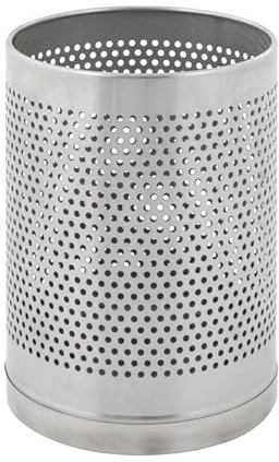 PROREGAL Perforierter runder Edelstahl Papierkorb |10 Liter, HxØ 29x22cm | Silber