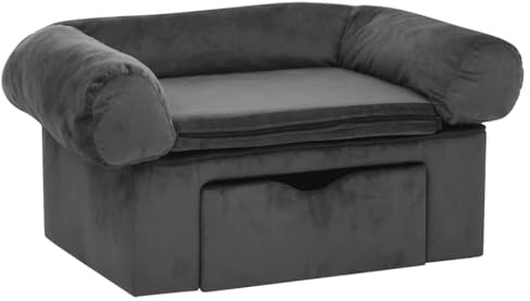 vidaXL Hundesofa mit Schublade Dunkelgrau 75x50x38 cm Plüsch