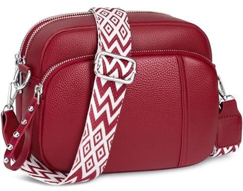 JUYANO Crossbody Bag Damen Handtasche Umhängetasche Leder, Kleine, mit Breitem Gurt, Stylisch, mit Kartenschlitz, Abnehmbar, Schultergurt