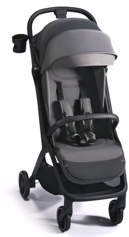 Kinderkraft NUBI 2 Lightweight Pushchair, Reclining Buggy, Lie-Flat Position, Folds Automatically, Only 6 kg, Manoeuvrable, Adjustable Backrest, Adjustable Footrest, Waterproof Hood, UPF50+, Gray